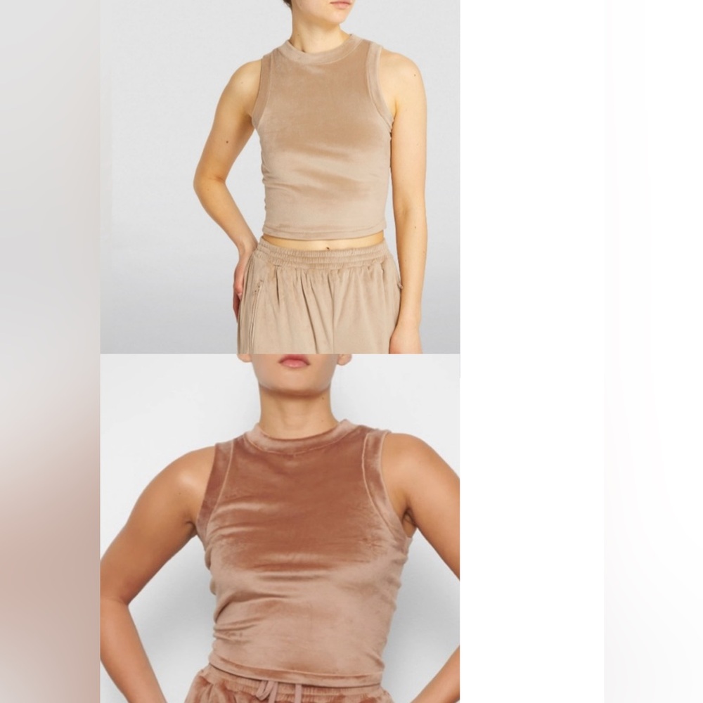 SKIMS velour crop top high neck includes both